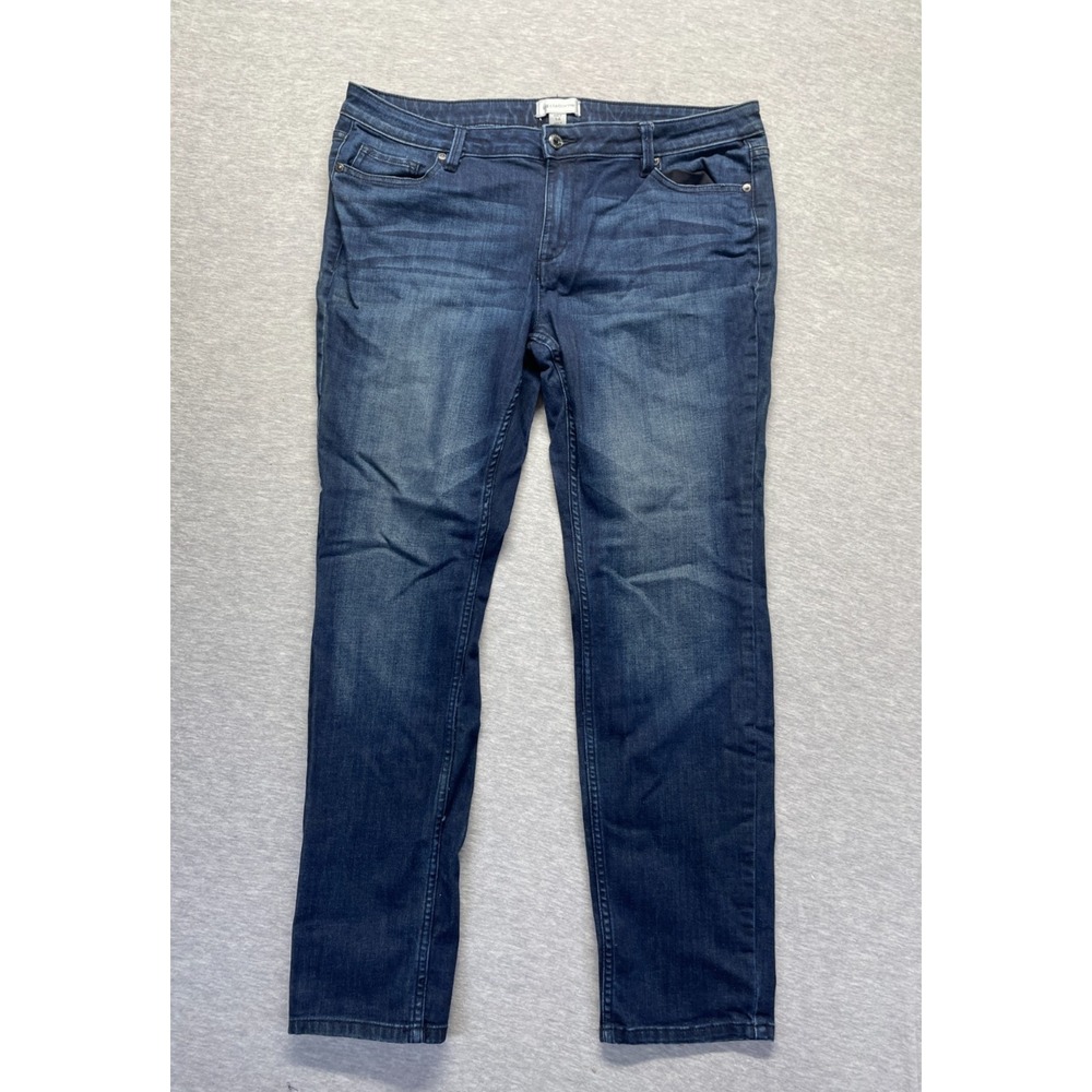 Liz Claiborne City Jeans Womens 14 Blue Dark Wash Denim Cotton Straight Leg